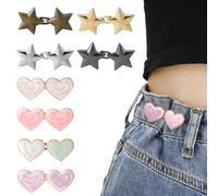 8pz Stringi Pantaloni Vita a Forma di Cuore e Stella, Bottoni Jeans Regolabili Accessori Decorativi per Pantaloni e Gonne in Vita Troppo Larghi Senza Cuciture(Colori Misti)