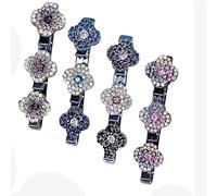 8Pz treccia Clip per capelli, scintillante pietra di cristallo intrecciato clip per capelli, strass Hairpin Duckbill Clip con 3 piccole clip, accessorio per capelli per le donne e le ragazze(#D)