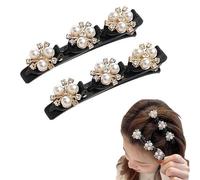 8Pz treccia Clip per capelli, scintillante pietra di cristallo intrecciato clip per capelli, strass Hairpin Duckbill Clip con 3 piccole clip, accessorio per capelli per le donne e le ragazze(#B)