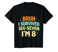 8th Birthday Boys I Survived 6 7 Now Im 8 Funny Bruh Meme Maglietta