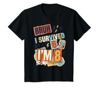8th Birthday Boys I Survived 6 7 Now Im 8 Funny Bruh Meme Maglietta