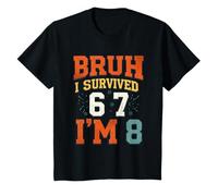 8th Birthday Boys I Survived 6 7 Now Im 8 Funny Bruh Meme Maglietta