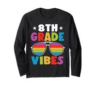 8th Grade Back To School Sunglasses Vibes Retro First Day Maglia a Manica