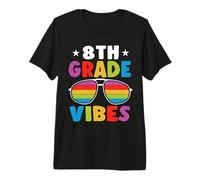 8th Grade Back To School Sunglasses Vibes Retro First Day Maglietta Premium