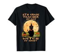 8th Grade Teacher By Day Witch By Night Halloween Costume Maglietta