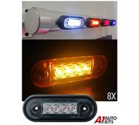 8X Ambra 4 LED Curvo Forma Indicatore Laterale Lampade Luce 12V 24v Per Barre HQ
