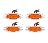 8x Ambra + 4x Rosso 4 " Ovale Lato Evidenziatore Luce 4 LED Cromo Ghiera
