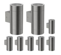 8x applique BIDO per esterni IP44 Up-/Downlight alluminio opaco rotondo 2x GX53