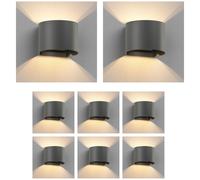 8x applique RUNEL per esterni IP65 up/downlight antracite opaco rotondo 1x G9