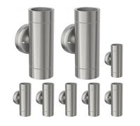 8x Applique WEDO per esterno IP44 Up-/Downlight acciaio inox opaco rotondo 2x