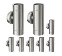 ledscom.de 8 pz. applique WEDO per esterni, cromo opaco, acciaio inox, IP44, a due luci, Up