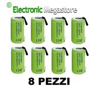 8x batteria ricaricabile NI-Mh SC 3300mAh 22x42mm a saldare terminali 3500mAh