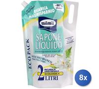 8x Bundle Mil Mil Sapone Sacco 2000 Ml. Muschio Bianco