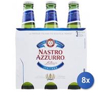 8x Bundle Nastro Azzurro Birra Bottiglia 33X3 Vetro