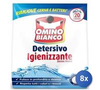 8x Bundle Omino Bianco Lavatrice Polvere 20 Lavaggi Sacco Igienizza
