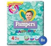 8x Bundle Pampers Pannolini Maxi, Taglia 4 (7 - 18 Kg), 19 Pezzi Pannolini Per