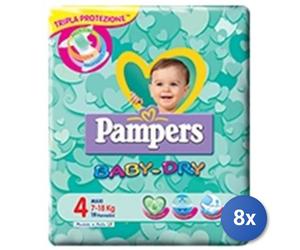8x Bundle Pampers Pannolini Maxi, Taglia 4 (7 - 18 Kg), 19 Pezzi Pannolini Per