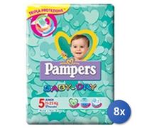 8x Bundle Pampers Pannolone Baby Dry 5 Junior 11-25 X17