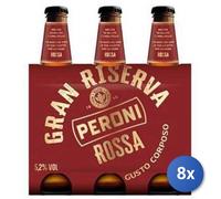 8x Bundle Peroni Birra Rossa Riserva In Bottiglia Cl 33 X 3