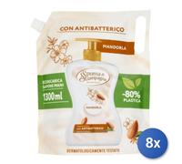 8x Bundle Spuma Di Sciampagna Sapone Liquido Latte Di Mandorla Busta Lt 1,3