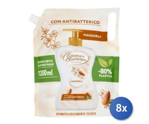 8x Bundle Spuma Di Sciampagna Sapone Liquido Latte Di Mandorla Busta Lt 1,3