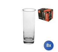 8x Confezioni 6 Bicchieri In Vetro Cortina Long Drink 32 Cl Trasparente Bormioli