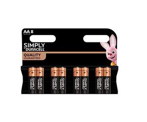 8X Duracell AA Simply (1 Blister Da 8 Batterie) 8 Pile Stilo (LR6/MN1500)
