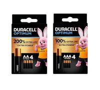 8X Duracell Optimum AA + AAA (1 Blister Da 4 Batterie AA + 1 Blister da 4 Batterie AAA) 8 Pile (MX2400/MINI STILO/MICRO e MX1500/STILO/MIGNON)