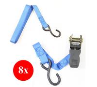 8x DynaSun FH45626 Cinghia Fissaggio Cricchetto Nastro Tenditore Cintura + Ganci