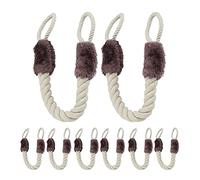 8x Fermaporta a Corda, Set Maxi, Paracolpi da Maniglia, Sicurezza Bambini & Animali, 60cm, Cotone, beige/marrone