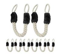 8x Fermaporta di Corda, Set Maxi, Paracolpi da Maniglia, Sicurezza Bambini & Animali, 60cm, Cotone, beige/nero