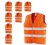 8x Giubbotto Arancione di Sicurezza Catarifrangente con Velcro Tg. Unica 210N