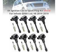 8X Ignition Coil & Spark Plug Kit UF650 Per Infiniti QX80 5.6L V8 2014-2019 T0