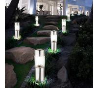 8x LED Luce Solare Lampada da Giardino Batteria per Esterni Casa Vialetto Inox