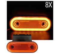 8x Luce Fanalino Neon Arancio 20 Led Ovale Supporto Perimetrale Omologato E9