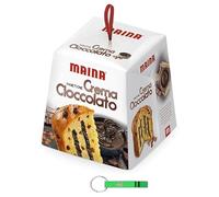8x Maina Panettone Crema al Cioccolato - Dolce Natalizio Tradizionale Italiano - Torta Natalizia con Crema al Cioccolato e Uva Sultanina 800g + Portachiavi Beni Culinari in Omaggio