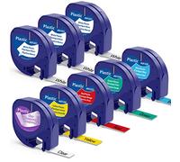 8x MarkField Compatibile con Dymo Letratag 12mm x 4m Etichette Nera su Bianco Nastro, Compatibile con Dymo Letratag 200B 100H LT100T XR Plus