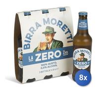 8x Moretti Birra Bottiglia 33X3 Zero Vetro