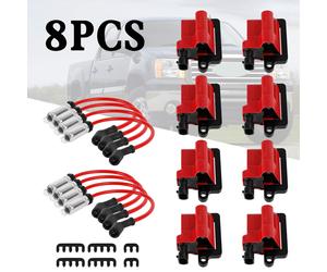 8x Pack D581 Square Ignition Coils Ultra High Spark Plug Wires 3859078 Per GMC A