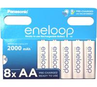 8x Panasonic Eneloop Batterie Ricaricabili AA NiMH 2000mAh LR6 HR6