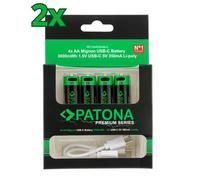8X PATONA Premium USB-C 4X AA Batterie Litio 1.5V 3000mWh (2X Blister da 4)