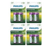 8x Philips Batterie Ricaricabili C HR14 3000mAh NiMH 1.2V Multipack