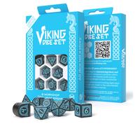 8x Q-Workshop VIKING Set Dadi Nero Turchese Anniversario 20 Anni