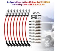 8x Spark Plugs +Wires 10.5mm Set 19299585 Per Chevy GMC 4.8L 5.3L 6.0L V8 Y1 Y0