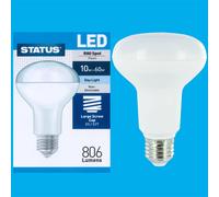 8x Status Lampadina LED R80 10W E27 6500K Luce Diurna Filtro Fumé 230V