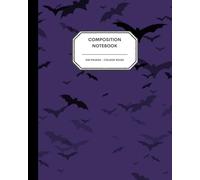 8x10" Composition Notebook - 200 College Ruled Pages - Spooky Swarming Bats Notebook Journal with Deep Purple Background for Kids, Preteens, Teens and Adults - Halloween & Spooky Season Fun!