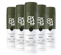 8X4 Men Deo Spray N°8 Wild Oak (5 x 150 ml), deodorante da uomo con profumo di terra e legnoso, 48 ore affidabile protezione anti-traspirante per pelli sensibili.
