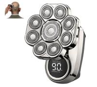 9.0 Ultra Shaver, 9D Floating Head Shaver with LED Display and USB-C Fast Charge, 6-in-1 Detachable Electric Razor with IPX7 Waterproof, Wet & Dry Shaving for Bald Men (Silver Single)