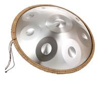 (9/10/12 Note 440hz/432hz) Handpan Steel Drum Per Adulti, Hand Pan Harmonic Per Campeggio, Meditazione O Yoga, Strumento A Percussione Armonico Re Minore Da 55 CM(Silver,9 Notes (432Hz))