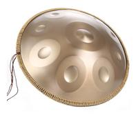 (9/10/12 Note 440hz/432hz) Handpan Steel Drum Per Adulti, Hand Pan Harmonic Per Campeggio, Meditazione O Yoga, Strumento A Percussione Armonico Re Minore Da 55 CM(Gold,10 Notes (440Hz))
